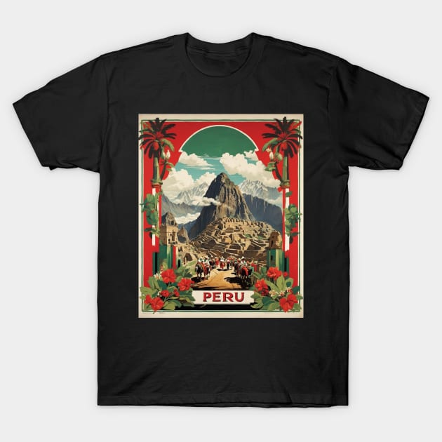 Peru Machu Picchu Tourism Vintage Poster 2 T-Shirt by TravelersGems